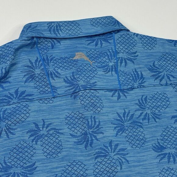 Tommy Bahama Mens Island Zone Pineapple Performance Golf Polo Shirt Blue Size L - Picture 3 of 7